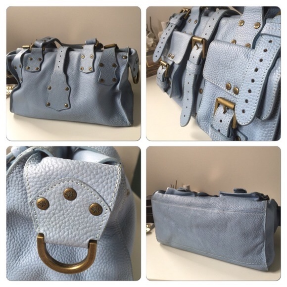Mulberry Light Blue Satchel with Gold Accents - Picture 3 of 9